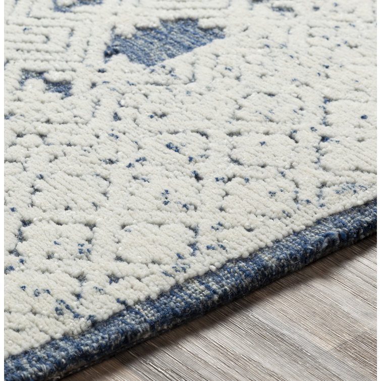 Matthew Handmade Wool Navy/Cream/Ice Blue Rug & Reviews Birch Lane